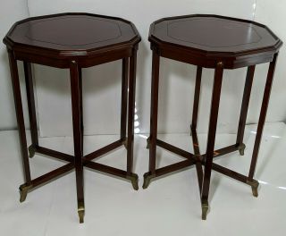 Vintage Bombay Co.  End Tables Hexagonal 6 - Leg Base Brass Feet Pedestal