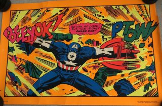Captain America “beeyok ” - Marvel Comics - Vintage Black Light Poster