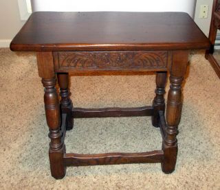 Vtg Oak Carved Side Accent Table Jacobean Baroque Style Imperial Grand Rapids
