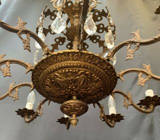 Vintage Antique Brass/bronze,  Crystal Chandelier Ceiling Light