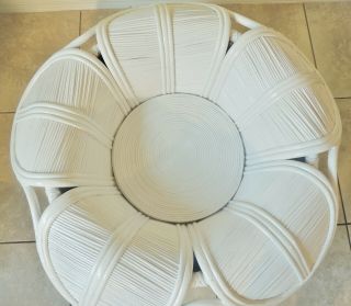 Vintage Mcm Gabriella Crespi White Pencil Reed Bell Flower Rattan Coffee Table