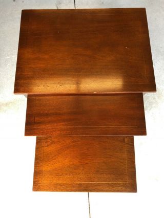 Antique/vtg Set Of 3 Solid Mahogany Wood Side/end Accent Nesting Tables