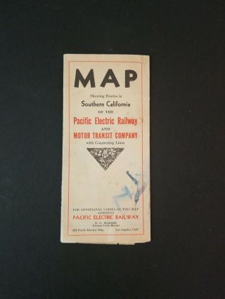 VINTAGE 1935 PACIFIC ELECTRIC RAILWAY MAP Los Angeles Southern California Train 2