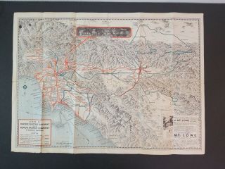VINTAGE 1935 PACIFIC ELECTRIC RAILWAY MAP Los Angeles Southern California Train 3