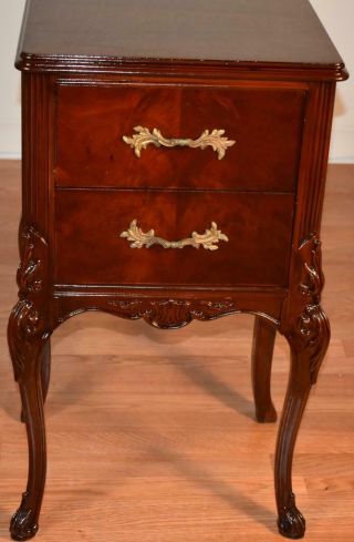 1940s French Provincial Mahogany Nightstand / Bedside Table