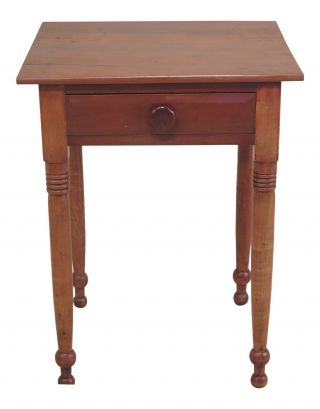 F48380ec: Antique Country Cherry 1 Drawer Farm Table Nightstand