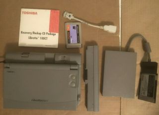 Toshiba Libretto 100ct Win98 Mini Laptop Vintage And W/accessories