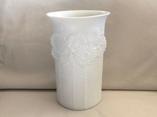 Vintage Kaiser West Germany White Porcelain Modern Floral Design Vase