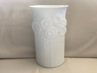 Vintage Kaiser West Germany White Porcelain Modern Floral Design Vase 3