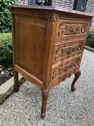 Antique French Oak Louis XV Style Serpentine 3 - Drawer Chest Nightstand Petite 2