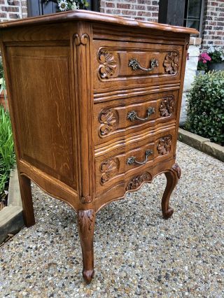 Antique French Oak Louis XV Style Serpentine 3 - Drawer Chest Nightstand Petite 3