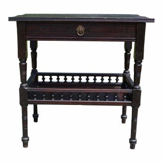 Antique American Victorian Eastlake Black Walnut Library Entry Work Table 1880 
