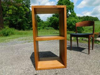 Vtg C1960 Modular Mid Century Modern Solid Thick Maple Record Cabinet Bookcase