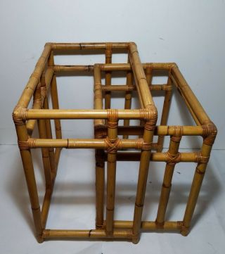 (no Tops) Vintage Bamboo Nesting Tables Mid Century Modern Boho