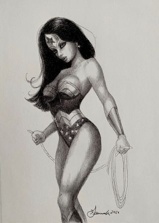 Wonder Woman Sketch By Frank Granados - Comic Book Art