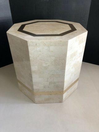 Maitland Smith Tessellated Marble Octagonal End Side Table Karl Springer Era