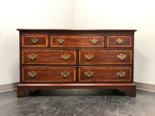 Vintage Chippendale Style Banded Inlaid Mahogany Dresser By Dixie