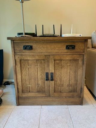Stickley Cabinet With Drawer And Shelves,  32 Onondaga Finish