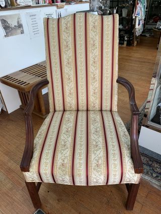 Vintage Mahogany Chippendale Style Martha Washington Chair