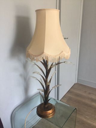 Large Mid Century Bronzed Metal & Glass Pinapple Table Lamp 35 Inches High