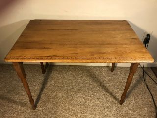 Antique Oak Wood Sewing Folding Table 36” X 24 " X 37” Tall Latching Mechanism