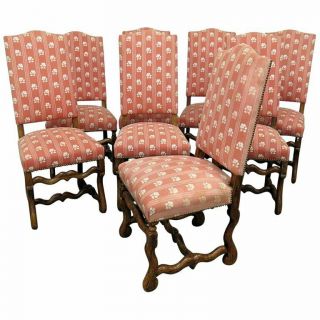 Set 8 Mutton Leg French Carved Walnut Louis Xv Dining Chairs W Tall Backs