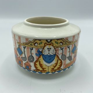 Vintage Lisa Berrett Ceramic Bowl Kitchen Tabby Fat Cat,  Made In Japan