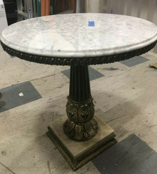 Vintage Marble Top Accent Round Table