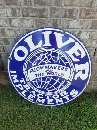 Vintage Porcelain Oliver Tractor Sign