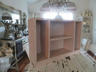Omg Old Vintage Chippy Crackly Pink Wood Cubby Display Cabinet Bead Board Back