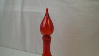 Blenko Vintage Orange Art Glass Decanter w/ Stopper Mid Century Modern 22 