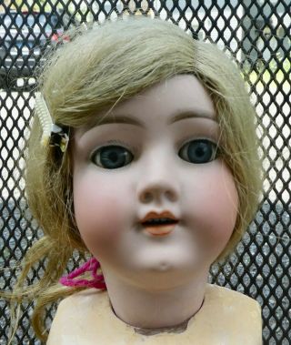 Antique Handwerck 26” Germany Dimpled Chin Bisque Doll Blonde Blue Sleep Eyes
