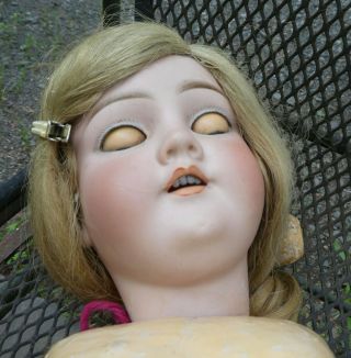 Antique Handwerck 26” Germany Dimpled Chin Bisque Doll Blonde Blue Sleep Eyes 2