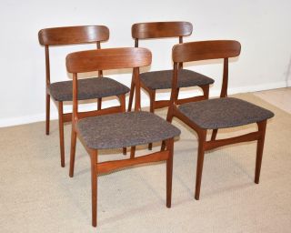 Four Teak Danish Modern Side Chairs Schionning & Elgaard Randers