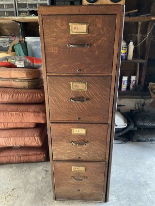 4 - Drawer Vintage Wood File Cabinet