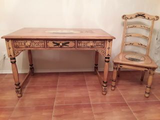 English Nautical Furniture Desk With Chair Solid Wood