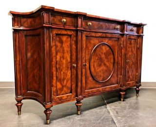 Theodore Alexander George Iii Style Mahogany Concave Side Cabinet - 1 Of A Pair