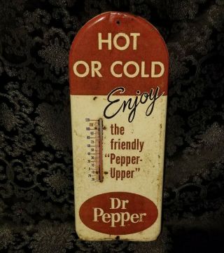 Vintage Enjoy Dr Pepper Hot Or Cold Thermometer Sign Soda Cola