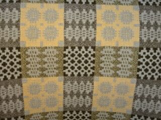 Vintage Welsh Wool Tapestry Blanket/throw 85 " X 64 " Green Yellow
