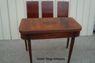 60718 Antique Mahogany Flip Top Dining Game Table W/ 3 Leafs 41 " X 80 " Top