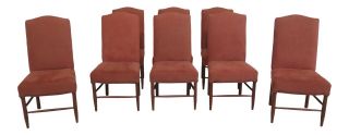 L31580ec: Set Of 8 Wright Cherry Suede Upholstered Dining Room Chairs