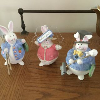3 Sandi Gore Evans Bunny Rabbits.  4 - 1/2” Gardener,  Snow Shovel,  Hallelujah