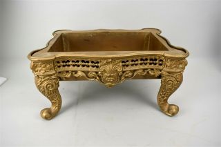Antique Ornate Cast Iron Gold Tone Foot Stool Base Victorian