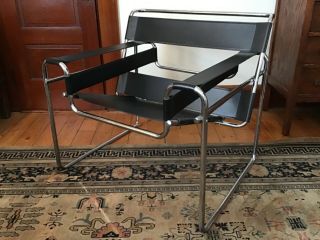 Vintage Mid Century Modern Marcel Breuer “wassily” Lounge Chair Black