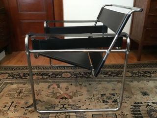 Vintage Mid Century Modern Marcel Breuer “Wassily” Lounge Chair Black 3