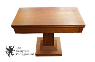 Early 20th Cent Antique Mahogany Swivel Flip Top Parlor Game Table Entry Console