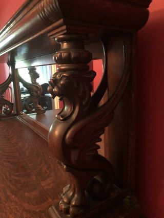 CARVED WINGED GRIFFIN /gargoyle SIDEBOARD With Mirror 2