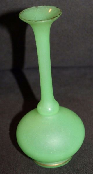 Antique Bud Vase Vaseline Glass Satin Glass