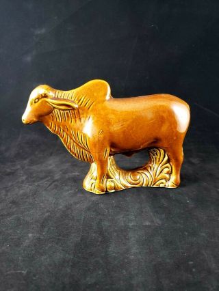 Vintage Ceramic Brahma Steer Bull Cattle Cow Animal Brazil Decor
