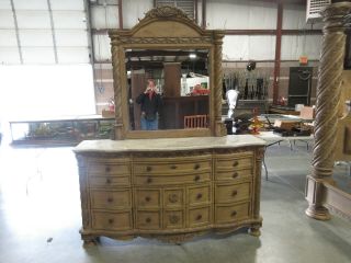 Giant Antique - Style Ashley Furniture South Coast Dresser & Mirror Italian